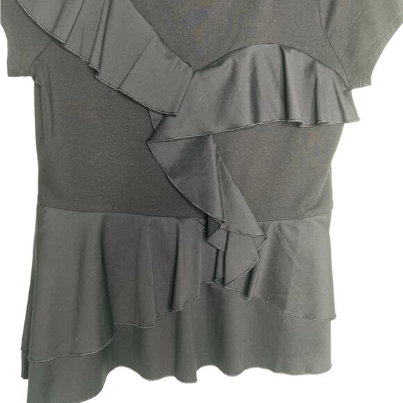 WHBM Black Ruffles Peplum Blouse Size M - Picture 5 of 11